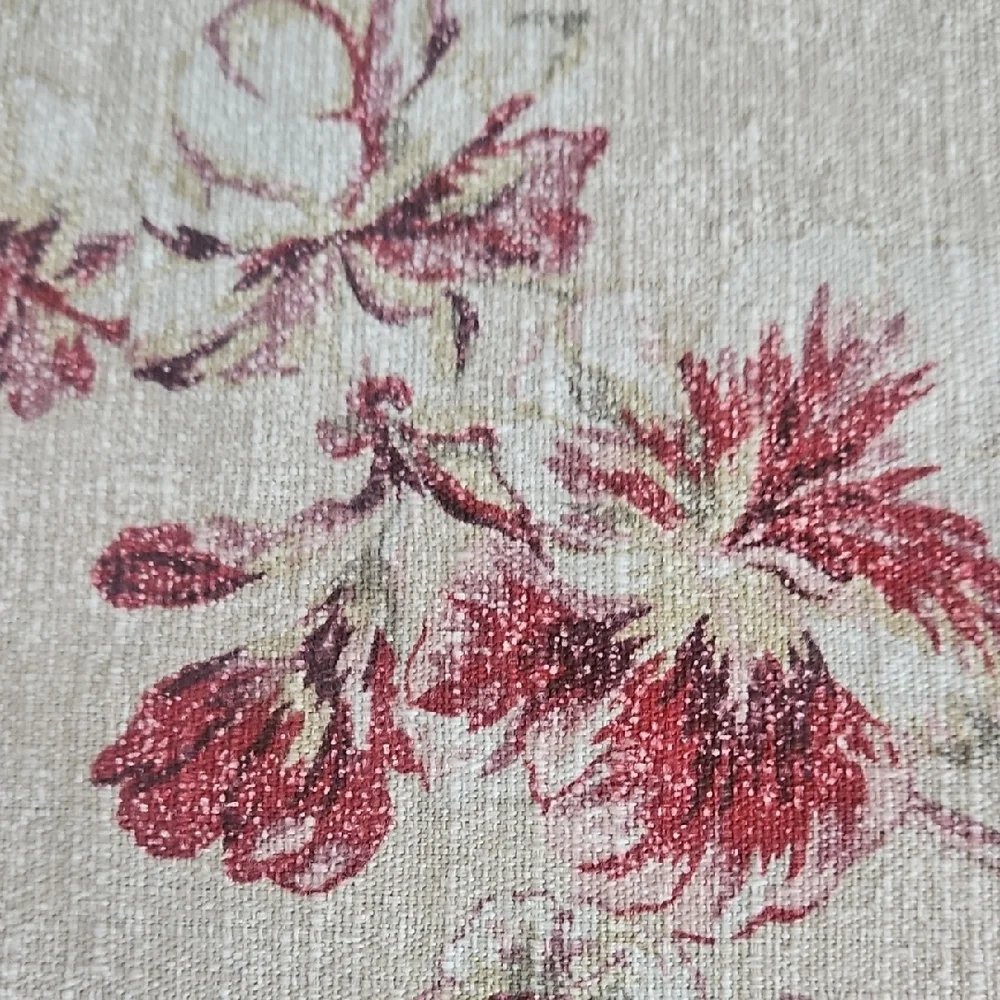 Eddie Bauer Home Vintage Cream Red Pink Floral Cotton Queen Duvet Cover